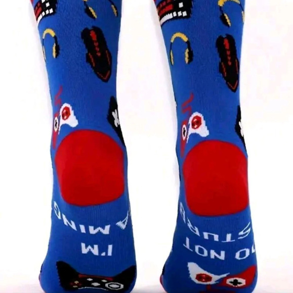 Red white blue mens crew socks Do Not Disturb I’m Gaming computer gamer gift - Picture 6 of 9